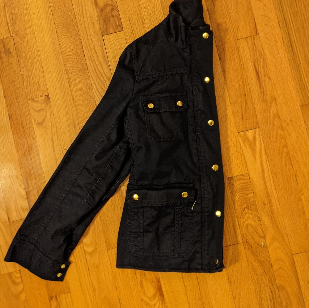 J. Crew Relaxed Boyfriend Field Jacket SZ S Military Utility Navy Waxed Cotton